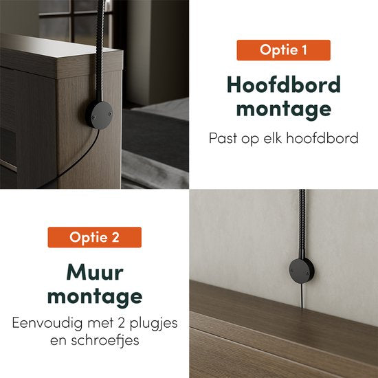 Nolt Leeslamp voor in Bed - Nachtlampje Dimbaar - 2 Bedlampjes - Bedlamp Slaapkamer - Leeslampjes Hoofdbord - Leeslampje Volwassenen