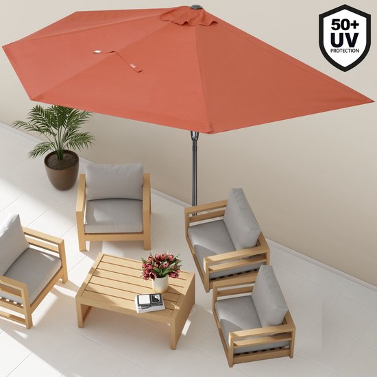 Kingsleeve Parasol Halfrond - Ø 2,7m UV 50+ Bescherming - Terracotta