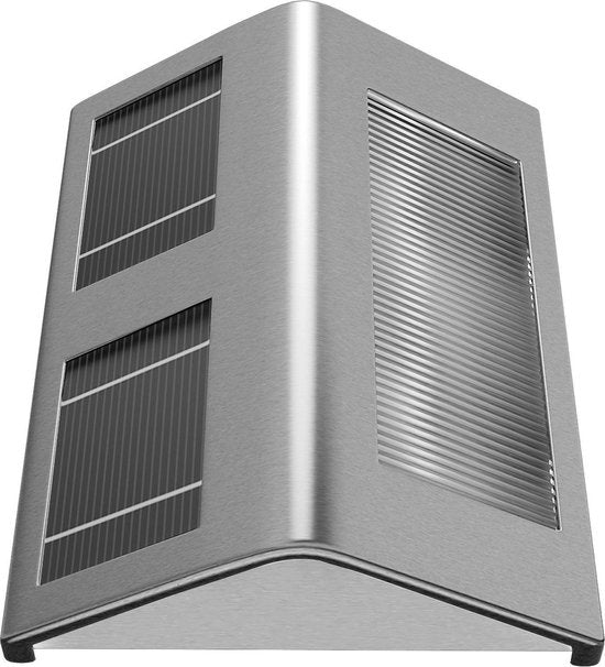 Monzana Wandlamp - LED Waterdicht Zonne energie Edelstaal - 140x95x25mm