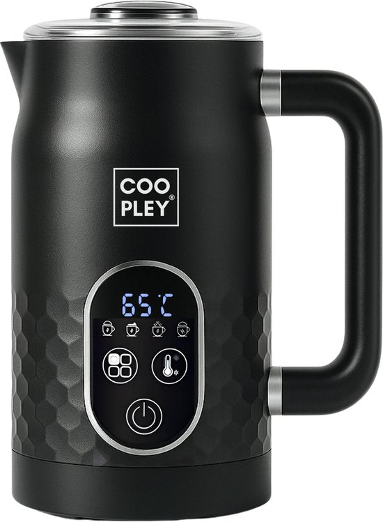 Coopley – Melkopschuimer Elektrisch MF0803 PRO – 270 ml – Voorzien Van 4-in-1 Functies En Instelbare Temperatuur En Digitaal Display – Voor Cappuccino En Latte – Zwart ABS