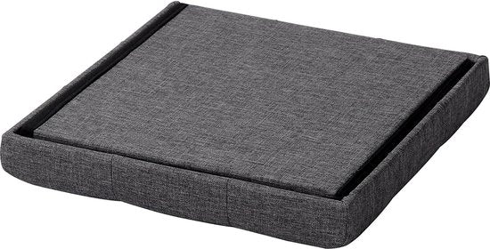 WOLTU Poef voetenbank met deksel in Linnen,Opbergkruk opvouwbare 37,5x37,5x38cm,Donkergrijs