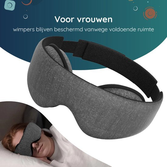 Numsy Slaapmasker Vrouwen en Mannen - Oogmasker Slaap - 100% Verduisterend - Donkergrijs