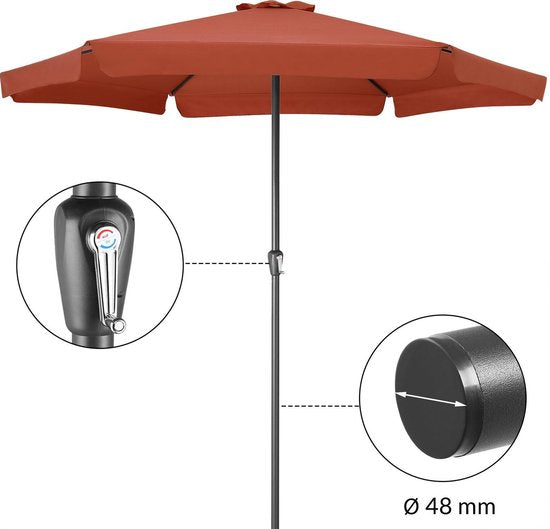 Kingsleeve Parasol 330cm - met Draaimechanisme - Terracotta