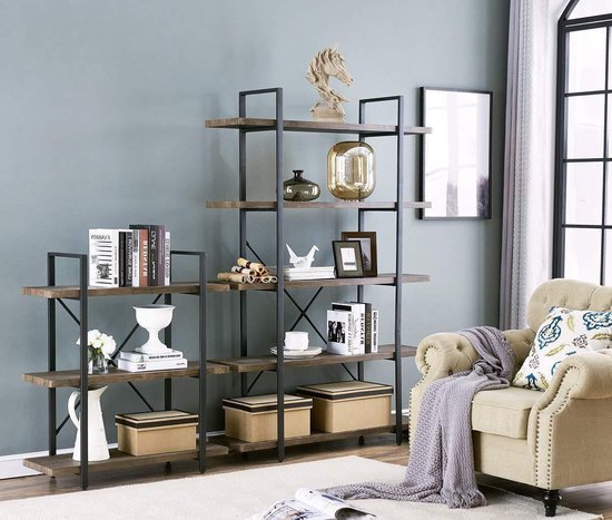 VDD Wandkast - industrieel - metaal/hout - zwart - 140x32x178 cm