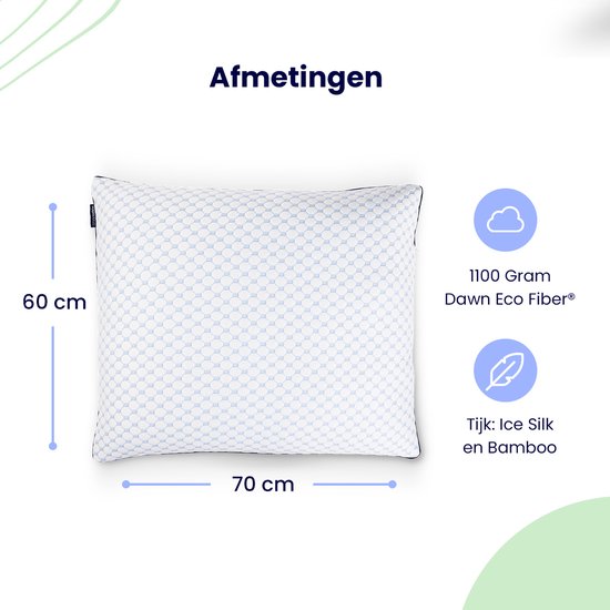Soulsnooze® - Luxe Kwaliteit Hoofdkussen Gloom - Aanpasbaar Design - Geschikt voor rug-,zij- en buikslapers - 60x70 cm - Hoofdkussens Slaapkamer - Anti Allergie - Verkoelend - Wasbaar