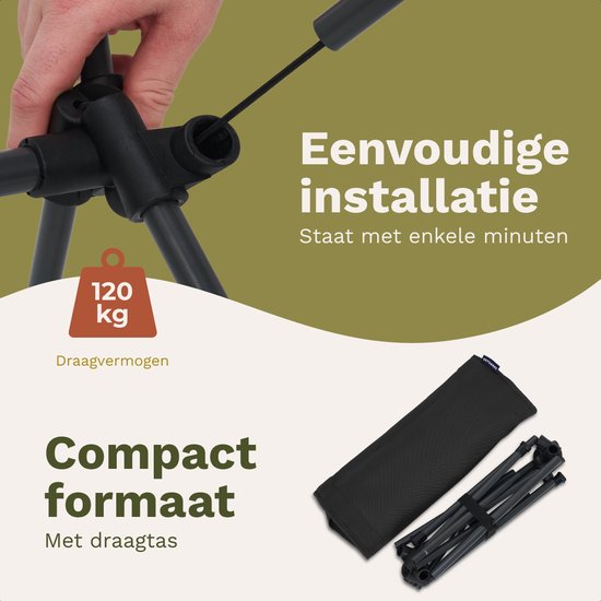 TRVLMORE Campingstoel - Opvouwbaar - 120KG Draagvermogen - Incl. Draagtas - Klapstoel - Visstoel - Kampeerstoel - Vouwstoel - Zwart