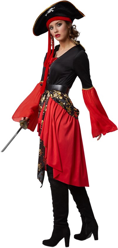 Dressforfun Vrouwenkostuum piratenkoningin XXL - verkleedkleding kostuum halloween verkleden feestkleding carnavalskleding carnaval feestkledij partykleding - 301778