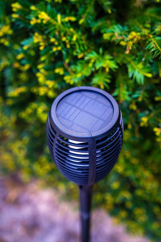 FlinQ Torch - Solar Tuinfakkels - Tuinverlichting op zonne-energie - Solar tuinverlichting - Tuinlantaarns - Padverlichting - 2-pack - Zwart