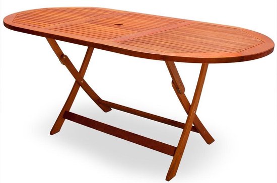 Casaria Opvouwbare Tuintafel – Parasolhouder – 160 x 85 x 75 cm – FSC Acaciahout - Bruin
