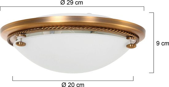 Plafonnieres Steinhauer Belleron 2785BR Brons Ø29 cm met 2 x E27 fittingen, van glas en metaal, klassiek design voor binnengebruik
