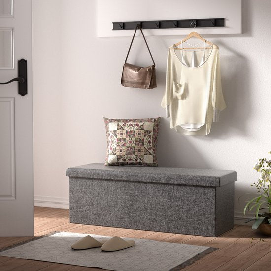 Casaria Opbergbank - 115x40x40cm Opvouwbaar 131L Stof – Grijs