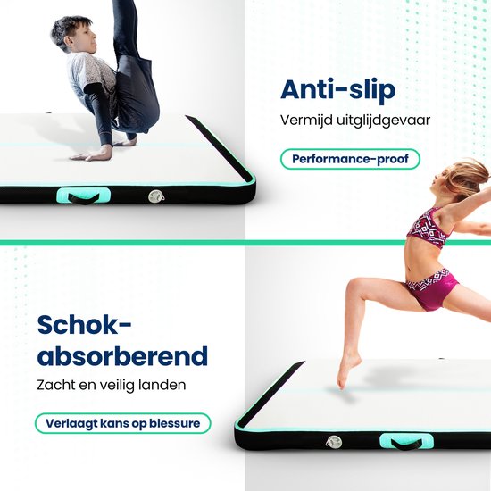 Flipflex Airtrack - Turnmat - 3 Meter - 10cm Dik - Gymnastiekmat - Inclusief 600W Miniblower - Met Luxe Draagtas - Turnen