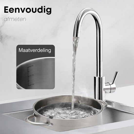 Savoré Kitchen 8-delige RVS Pannenset - Kookpannen met Glazen Deksel - Inductie Pannen - Afgietrand, Maatverdeling en Schenktuit