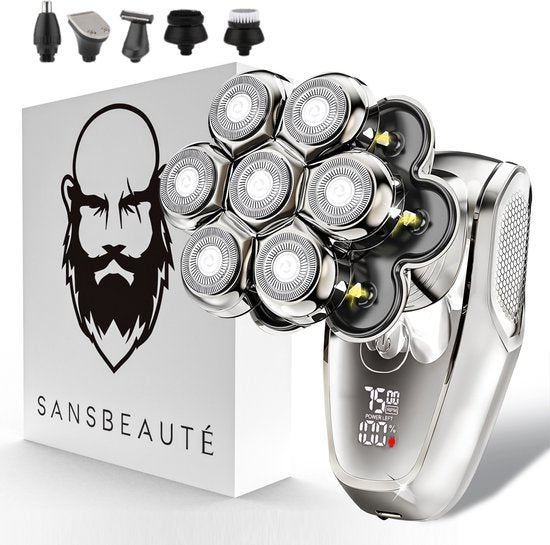 Sansbeauté SkullSharp MAX 6-in-1 – Elektrisch Scheerapparaat voor Hoofd & Gezicht – Nat & Droog – Zwart