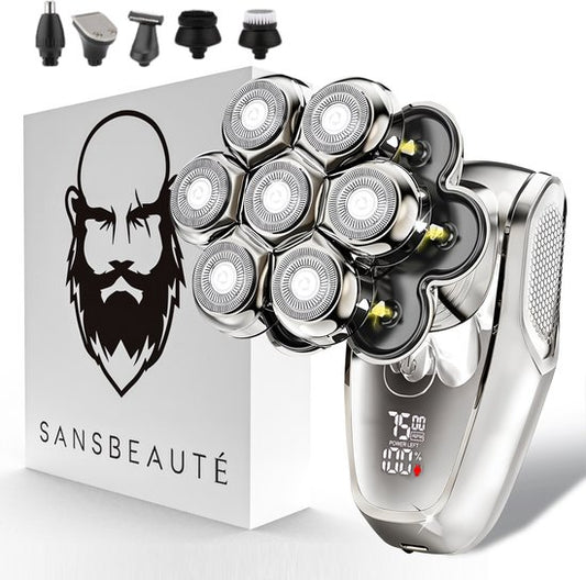 Sansbeauté SkullSharp MAX 6-in-1 – Elektrisch Scheerapparaat voor Hoofd & Gezicht – Nat & Droog – Zwart