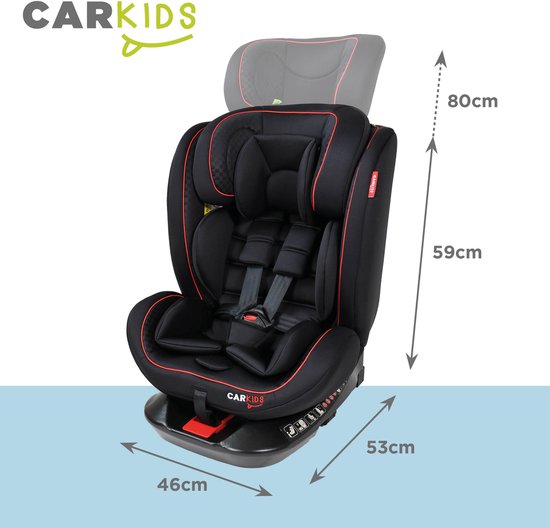 Carkids -Size Autostoeltje - Darcy - 360° Draaibaar - 40-150cm - Isofix - Zwart/Rood