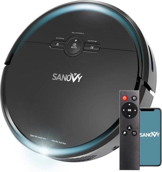 Sanovy 3 in 1 Robotstofzuiger met dweilfunctie - 1800 PA- Automatische laadstation - Dweilrobot – App