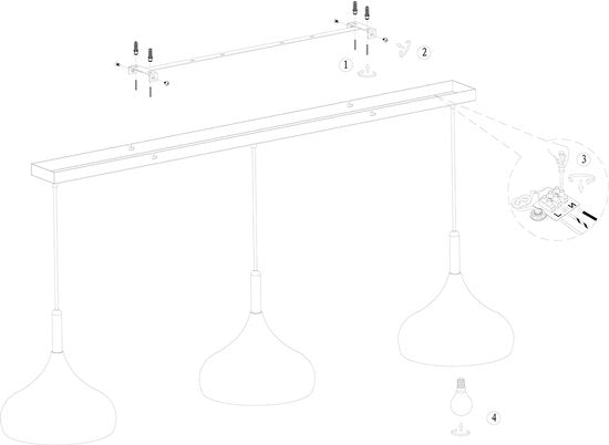 Mexlite - hanglamp - Bjorr - wit - hout metaal - grote eettafellamp - E27 - 3099W