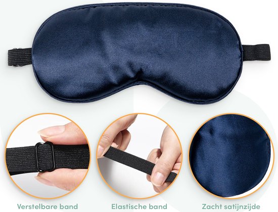 Loti Premium Zijden Slaapmasker + Opbergzakje - 100% Verduisterend Oogmasker - Verstelbaar - Blinddoek - Zijdezacht - Anti-Rimpel – Eye Mask – Sleep Mask – Blauw