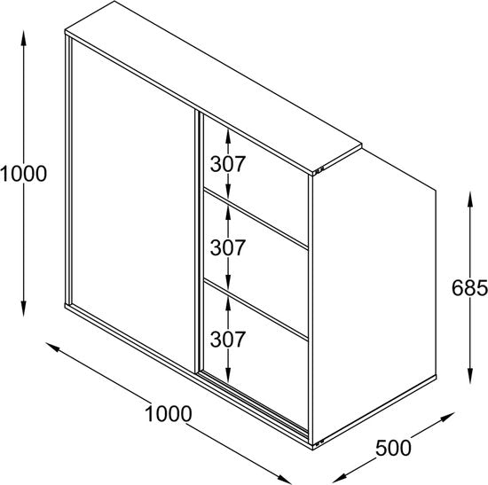 VDD - Kledingkast schuine wand zolder slaapkamer - Opbergkast geschikt voor schuine wanden - 100 x 100 x 50 cm -Zwart