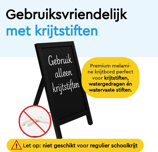 BRASQ Krijtstoepbord Zwart - 55x 85 CM - Krijtbord - Reclamebord - Stoepbord - Enkelzijdig - voor Binnen en Buiten - Horeca