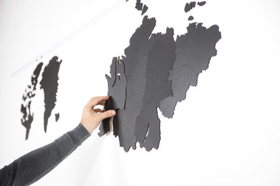 MiMi Innovations® Giant Houten Wereldkaart - Muurdecoratie - Wanddecoratie - Muursticker - 280x170 cm/110.2x66.9 inch - Zwart
