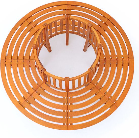 Casaria Elegante 360° Boombank van Duurzaam Eucalyptus Hardhout - 160 cm Diameter, 92 cm Hoog