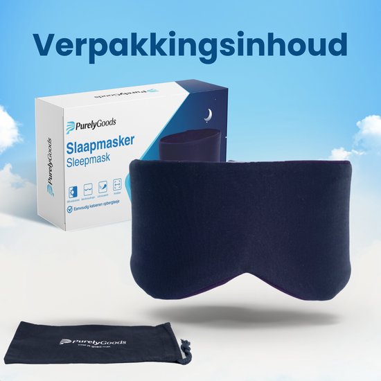 PurelyGoods® Slaapmasker - Oogmasker - Verduisterend - Slaap Masker - Mannen en Vrouwen - Katoen - Donkerblauw