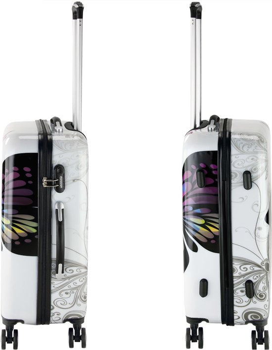Monzana Koffer Set - 4 Stuks Vlinder Motief met slot - 360° Wielen