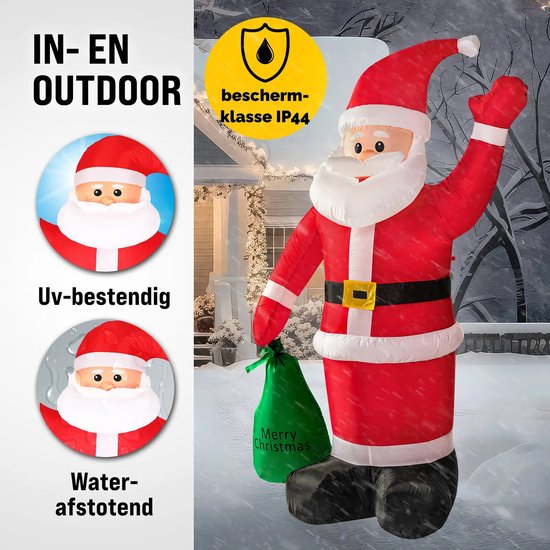 Kerstman - Opblaasbaar XL 180cm – LED Verlichting