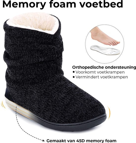 Pantoffels Dames - Sloffen - Maat 42/43 - Zwart - Anti-slip - Comfeet