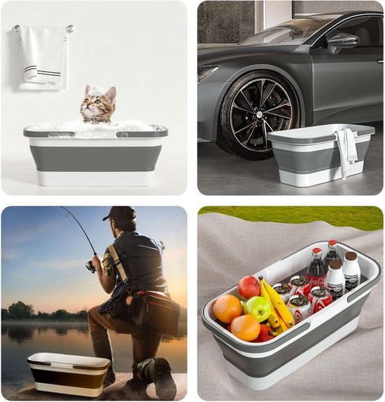 Fuegobird - Opvouwbare dweil- en emmerset - Opvouwbare multifunctionele emmer - Met wringerkit - Handsfree - Wordt geleverd met 4 wasbare microvezelmoppen - Nat en droog- Opvouwbare emmer - DWEIL