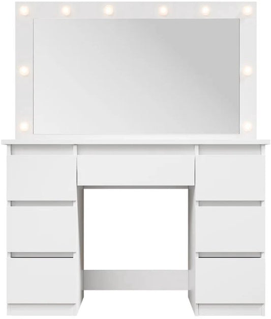 Kaptafel / Schminktafel Lilia - Incl. LED en Lades - Wit
