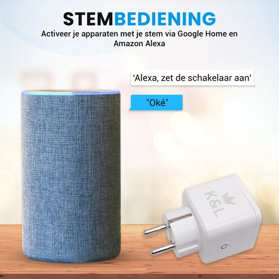 K&L Slimme Stekker - Smart Plug - Incl. Energiemeter & Tijdschakelaar