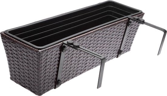 Casaria Polyrattan Bloembak – 2 Stuks Incl. Ophangbeugels – Bruin