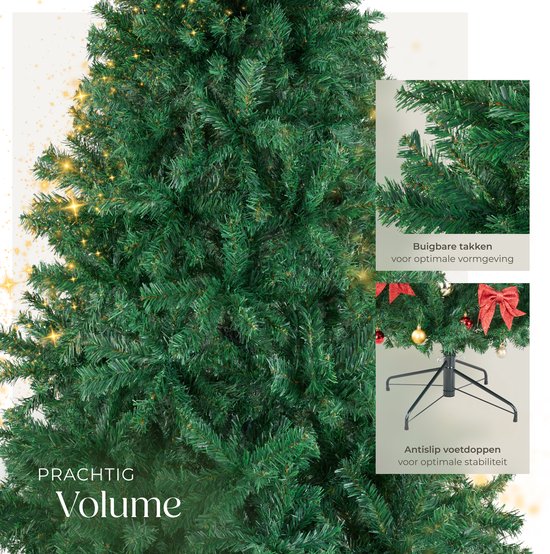tectake® Kunstkerstboom - Dichte Kunstkerstboom met Flexibele Buigbare Dennentakken en Stalen Boomstandaard - 230 cm, 1346 Naalden - Groen, Ideaal voor Kerstversiering