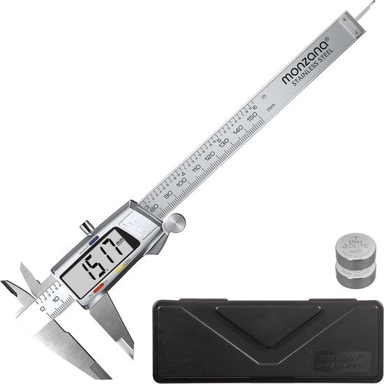 Monzana Digitale stalen schuifmaat 0 - 150mm incl. harde koffer