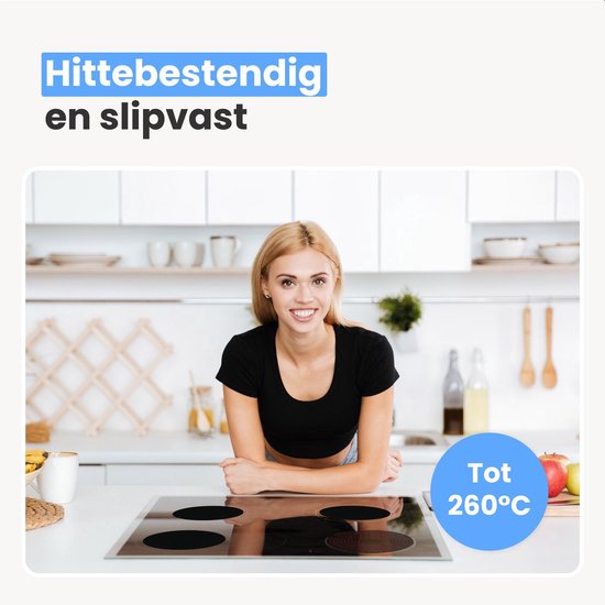 LUFT Inductie Beschermer 6 Pack - Hittebestendig tot 280 ºC - Panbeschermers - Afdekplaat voor Kookplaat - Mat - Matjes rond - Geschikt voor Booster Functie - Zwart - Inductieplaat beschermer