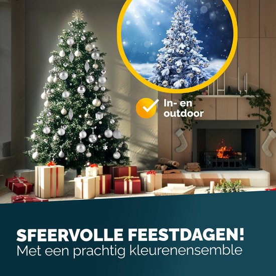 Deuba Kerstboomballen - Set van 103 Kunstof Mat Glanzend - Zilver