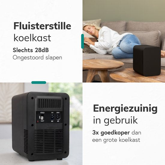 Mini koelkast 5L - Skincare & make-up fridge - Eten & drinken - Organizer - 12V & 230V - Koel & warm - Auto koelkast - Compact - Zwart