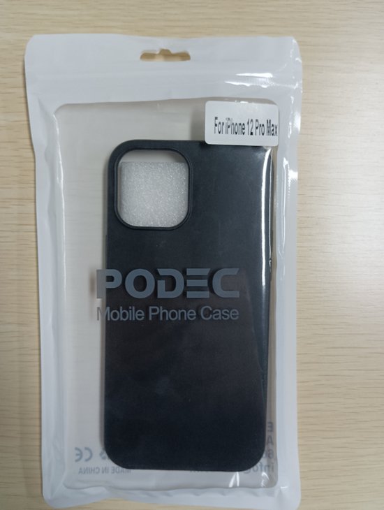 Podec Telefoonhoesje Zwart Geschikt voor iPhone 12 pro max Hoesje En Screenprotector Beschermglas