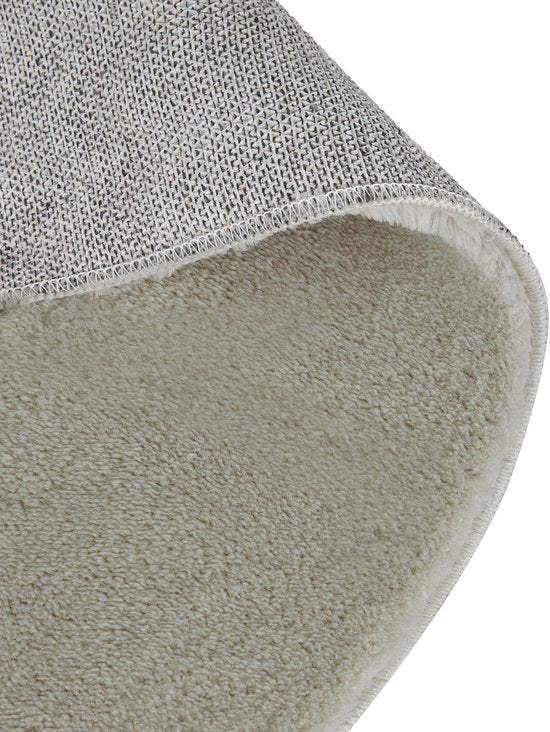 tectake® Kortpolig Vloerkleed - Rond - Ø120 cm - Zandkleur - Tapijt voor Woonkamer, Slaapkamer, Eetkamer - Onderhoudsvriendelijk en Wasbaar - Antislip Ondertapijt - Allergievriendelijk - Diverse maten en kleuren