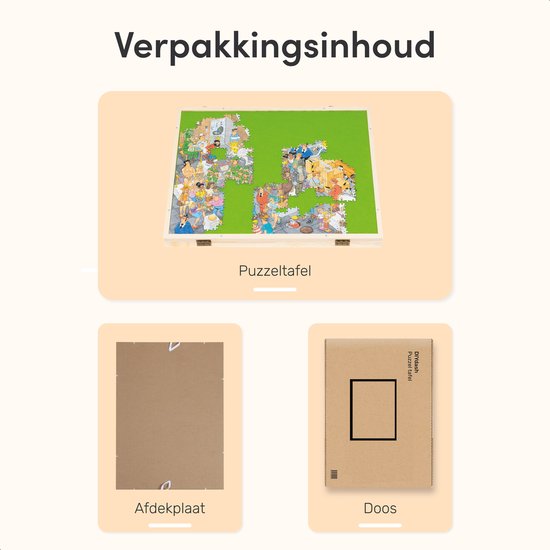 Diydash - Verstelbaar Puzzelbord & Puzzelplaat - Voor 1000 stukjes - Met Afschermplaat - Ergonomisch Design - Bruin Hout