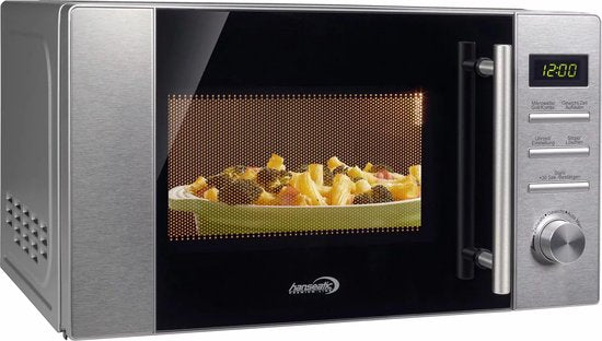 Hanseatic – Magnetron met Grill – 44x34x25,9 cm – Zilver Metaal – 800 Watt Magnetron & 1000 Watt Grill – 20 Liter – 5 Vermogensniveaus & Ontdooifunctie – Combi-Magnetron – 656920