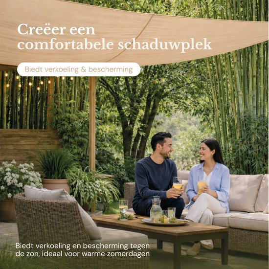 O'DADDY® Schaduwdoek 4x3m Rechthoek - Zonnezeil - Schaduwnet - Luifel Met Bevestiging Materiaal - Waterbestendig - UV30 Zonwering - Beige