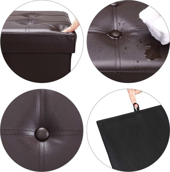 Casaria Zitbank met Opbergruimte - 80x40x40cm 100L Kunstleer – Bruin