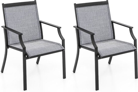 Coast set van 2 Terrasstoelen - Metaal/Stof - 66 x 61 x 90 cm - Grijs
