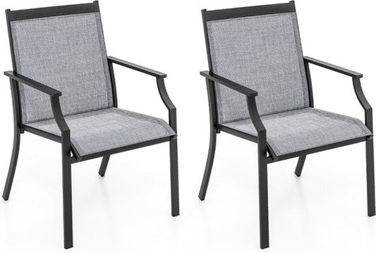 Coast set van 2 Terrasstoelen - Metaal/Stof - 66 x 61 x 90 cm - Grijs