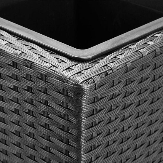 Casaria Plantenbak Polyrattan 95x27x60cm met Waterafvoer - Zwart