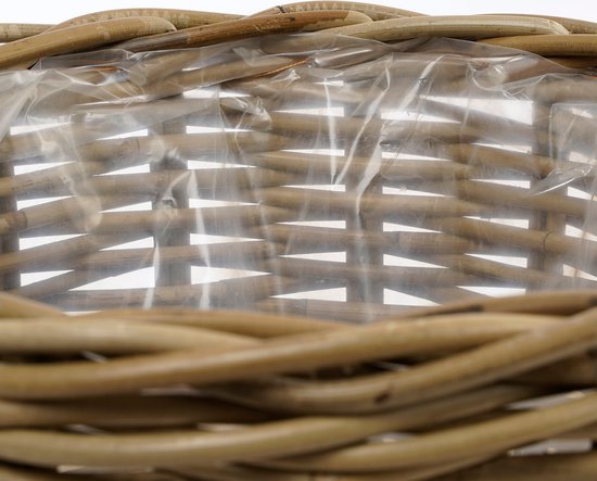 Mica Decorations Marcia Plantenmand Buiten - Set van 3 - H40 x Ø43 cm - Rotan - Grijs